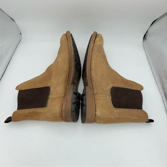 Frye - men’s Dylan Chelsea Boots Tan suede leather ankle boots pull on shoes 12 - Picture 6 of 9